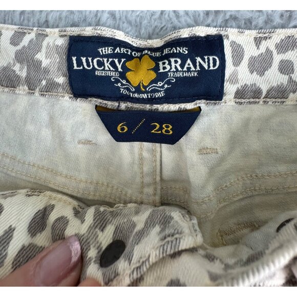 Lucky Brand Womens Riley Animal Print Denim Shorts Size 6/28 Spring Cheetah - Picture 3 of 16